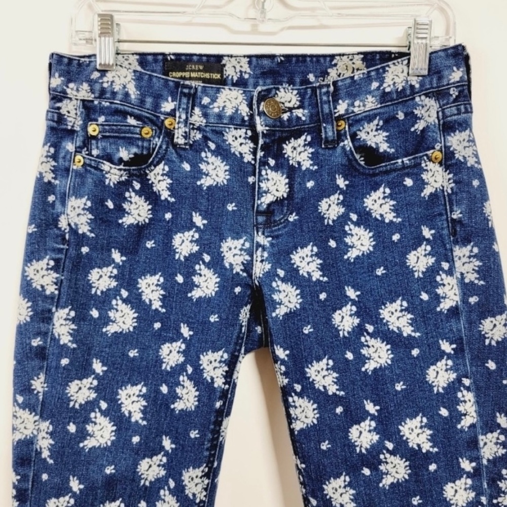 J. Crew Indigo Floral Matchstick Jeans - Picture 10 of 16